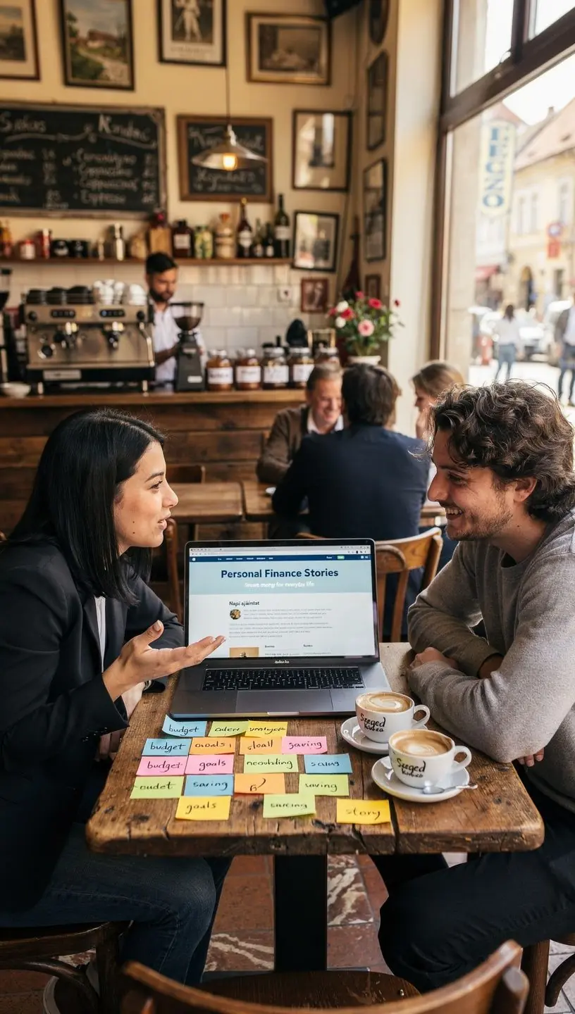 Személyes pénzügyi alapok bemutatása könyvsorozattal és tanulságos történetekkel egy professzionális blogban.